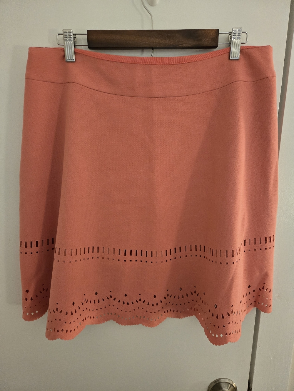 LOFT Coral A-Line Eyelet Skirt
